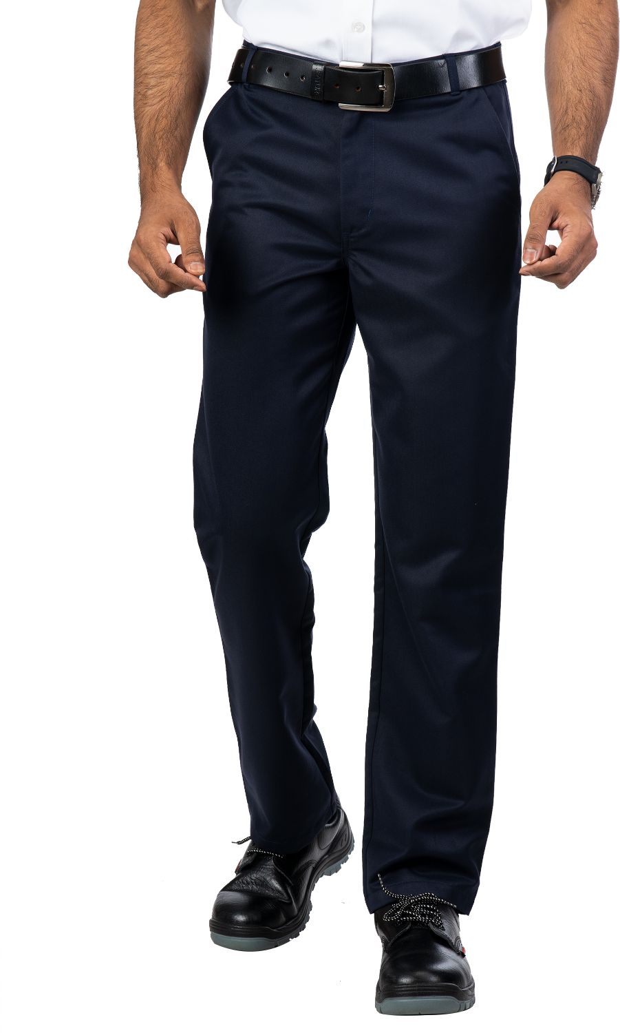 Hudson Classic Fit Formal Trousers in navy, made from a polyester-viscose blend, suitable for formal occasions.
