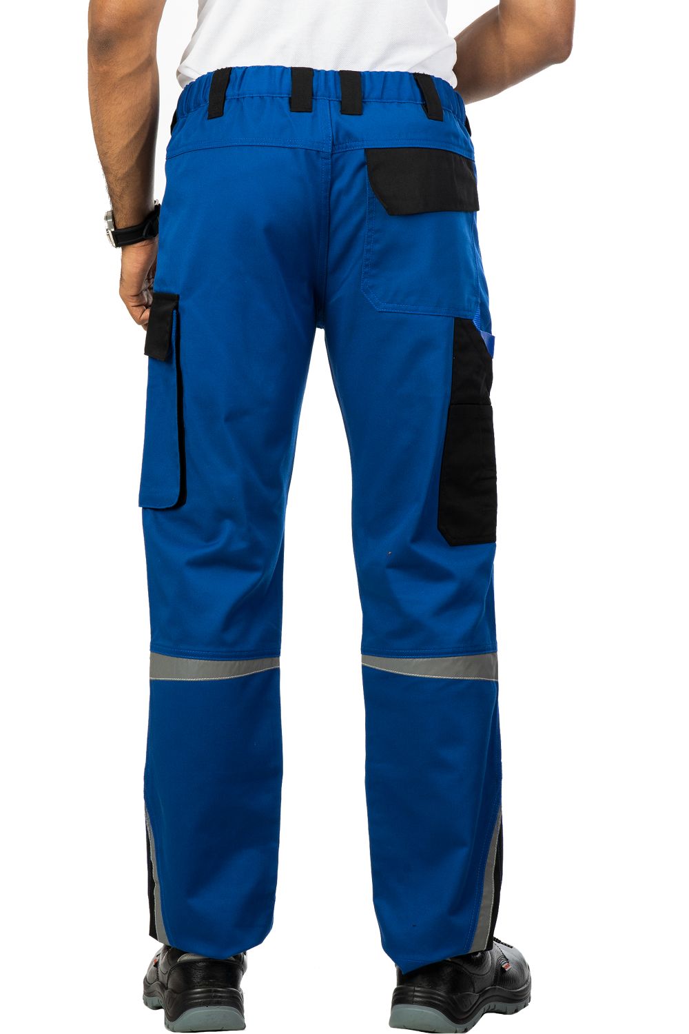 Colorado Industrial Work Trousers, Reflective-PC Blend Twill, blue, featuring multiple pockets and reflective strips.