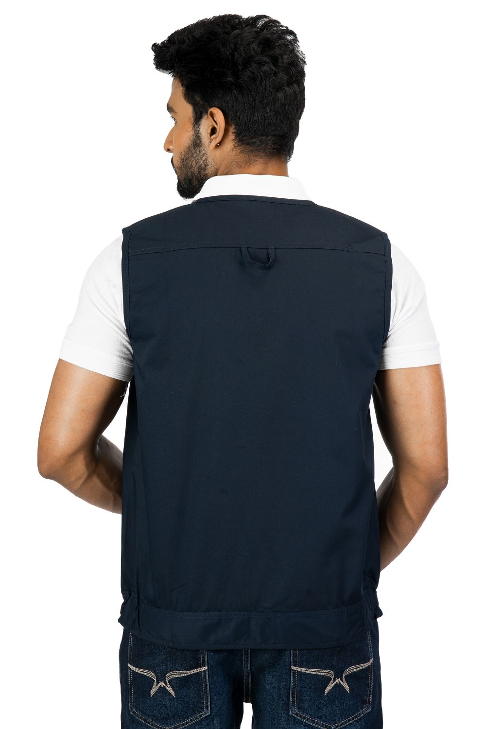 Atlanta Multi-Utility Vest, reflective cotton blend twill, navy color, designed for functionality and comfort.