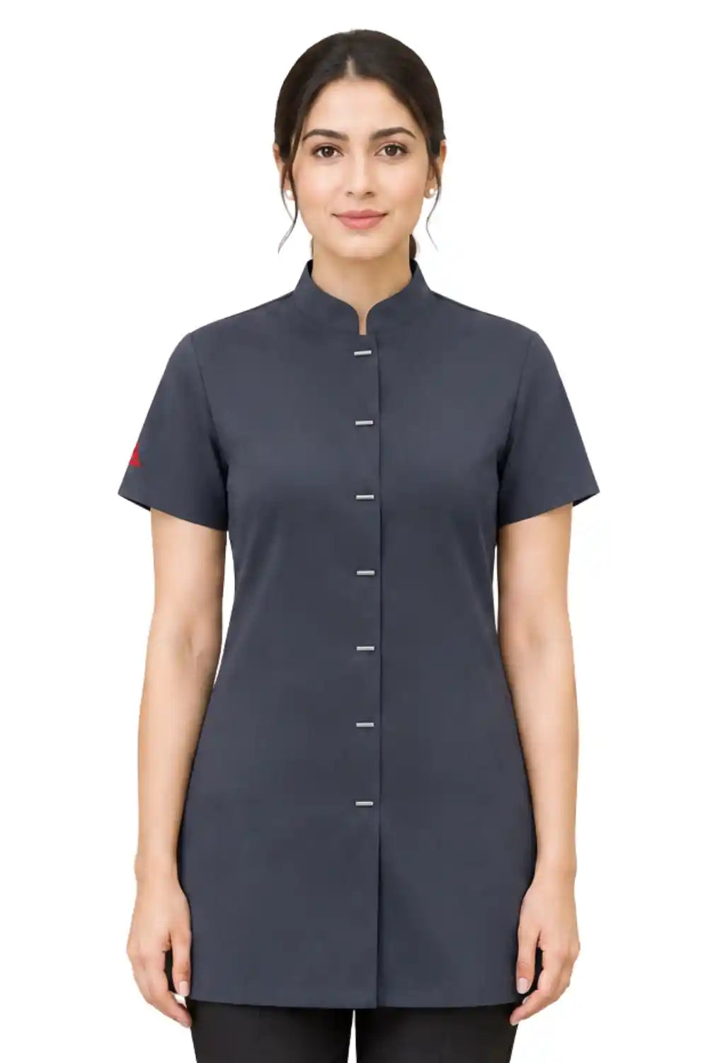 Professional Short Sleeve Mandarin Collar Beauty & Salon Tunic Uniform - Midnight Blue ATACAMA