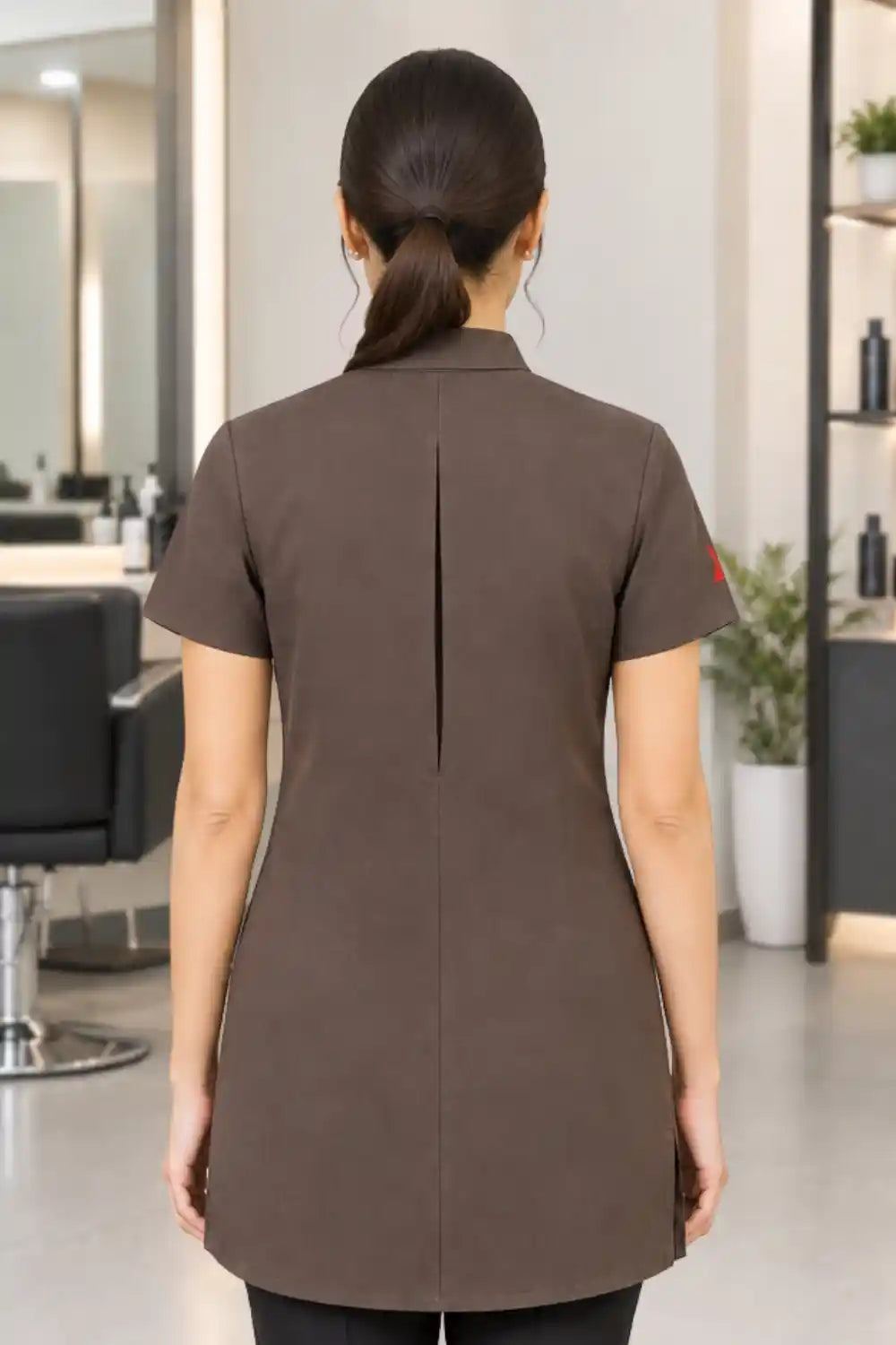 Professional Short Sleeve Mandarin Collar Beauty & Salon Tunic Uniform - Midnight Blue ATACAMA