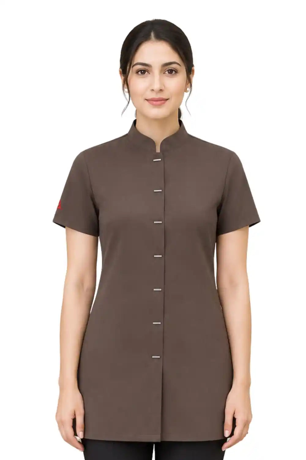 Professional Short Sleeve Mandarin Collar Beauty & Salon Tunic Uniform - Midnight Blue ATACAMA