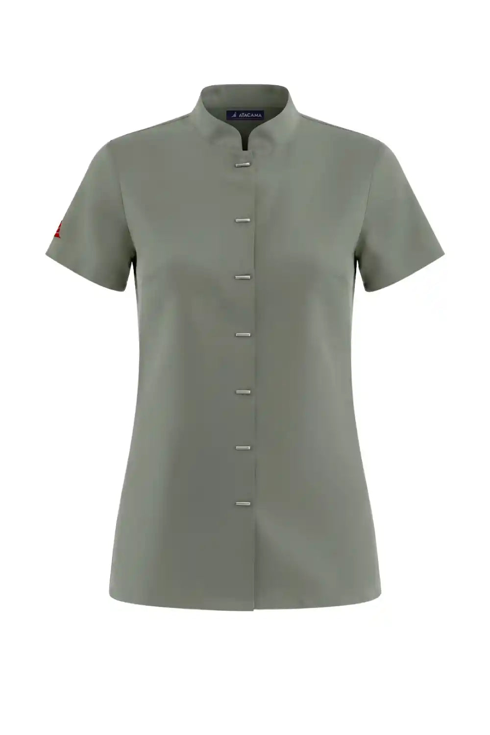Professional Short Sleeve Mandarin Collar Beauty & Salon Tunic Uniform - Taupe Beige ATACAMA