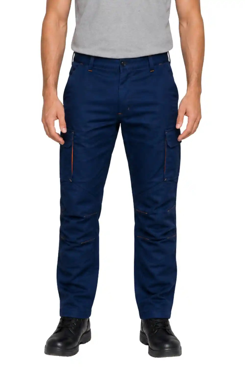 Person wearing blue pants on a white background