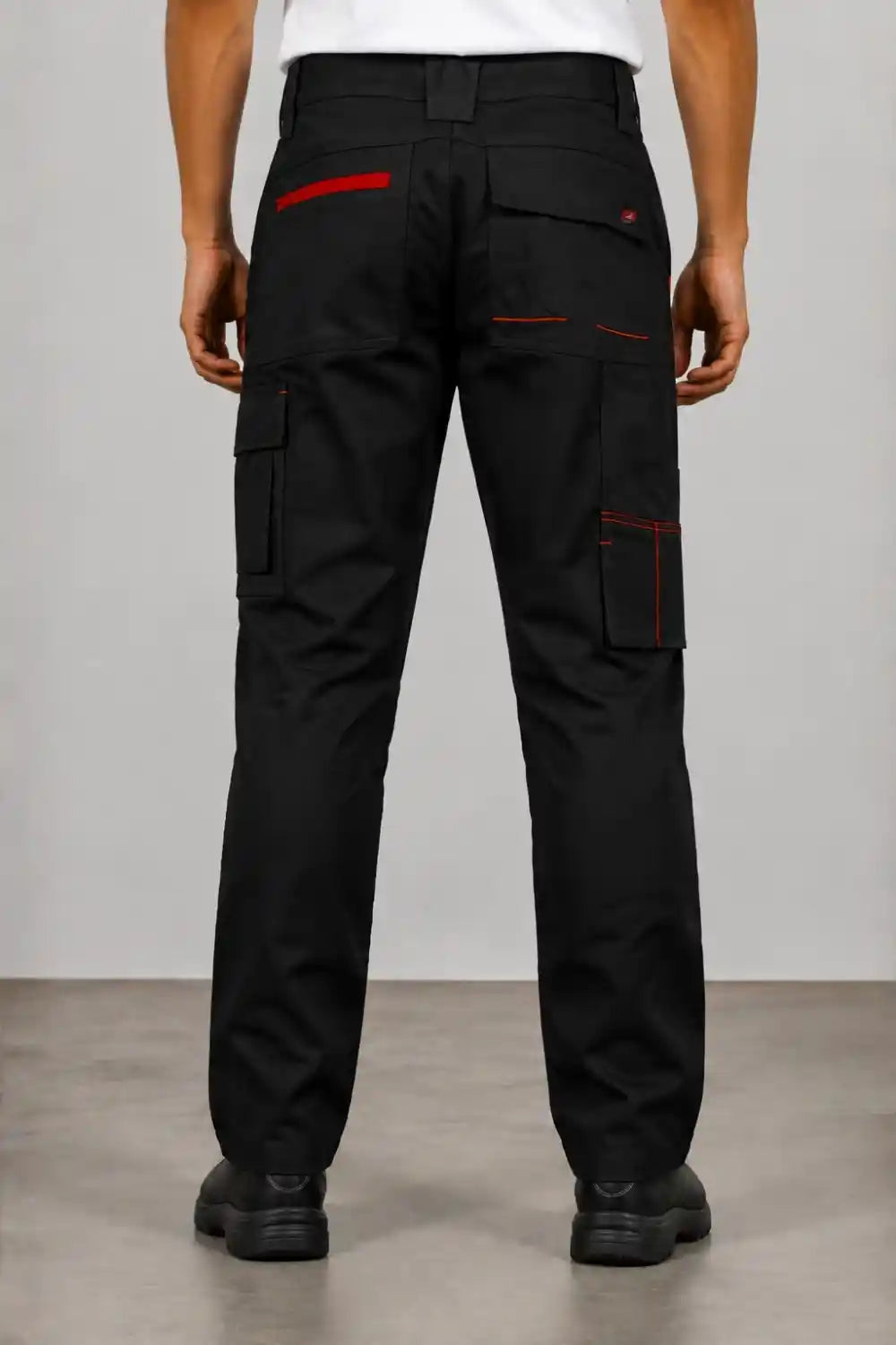 Porto Industrial Work Trousers – Black with Red Detailing | Multi-Pocket Safety Trousers |  PC Blend ATACAMA