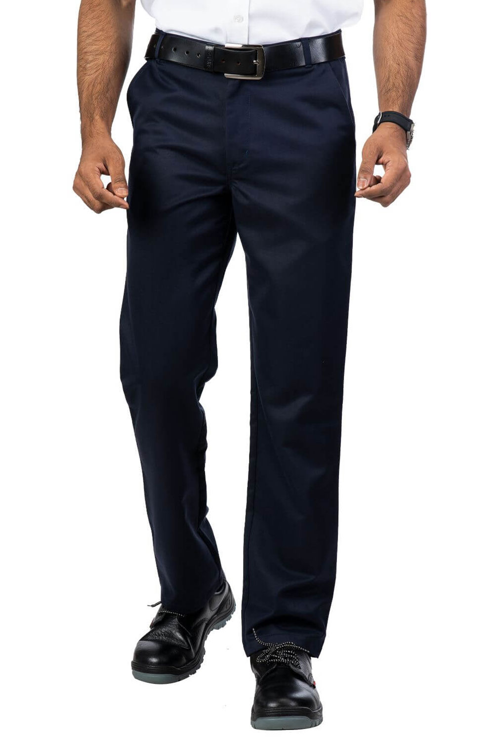 Cotton Blend Navy Formal Trouser For Men