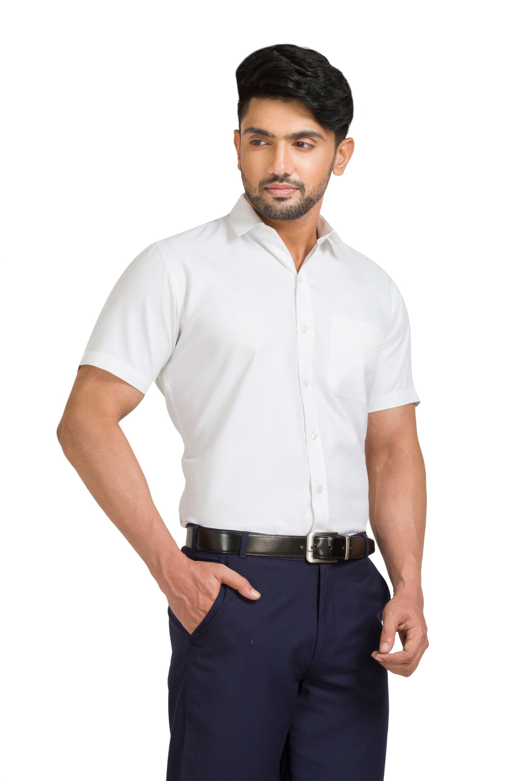 White Half Sleeve Cotton Formal Shirt