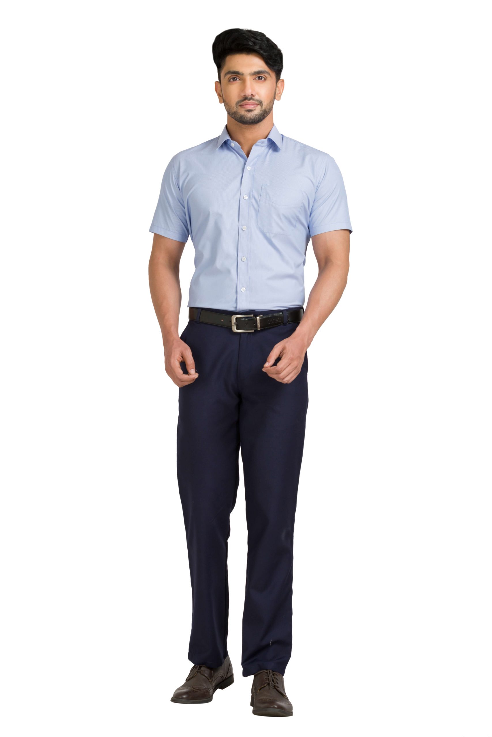Panama Blue Half Sleeve Striped Shirt