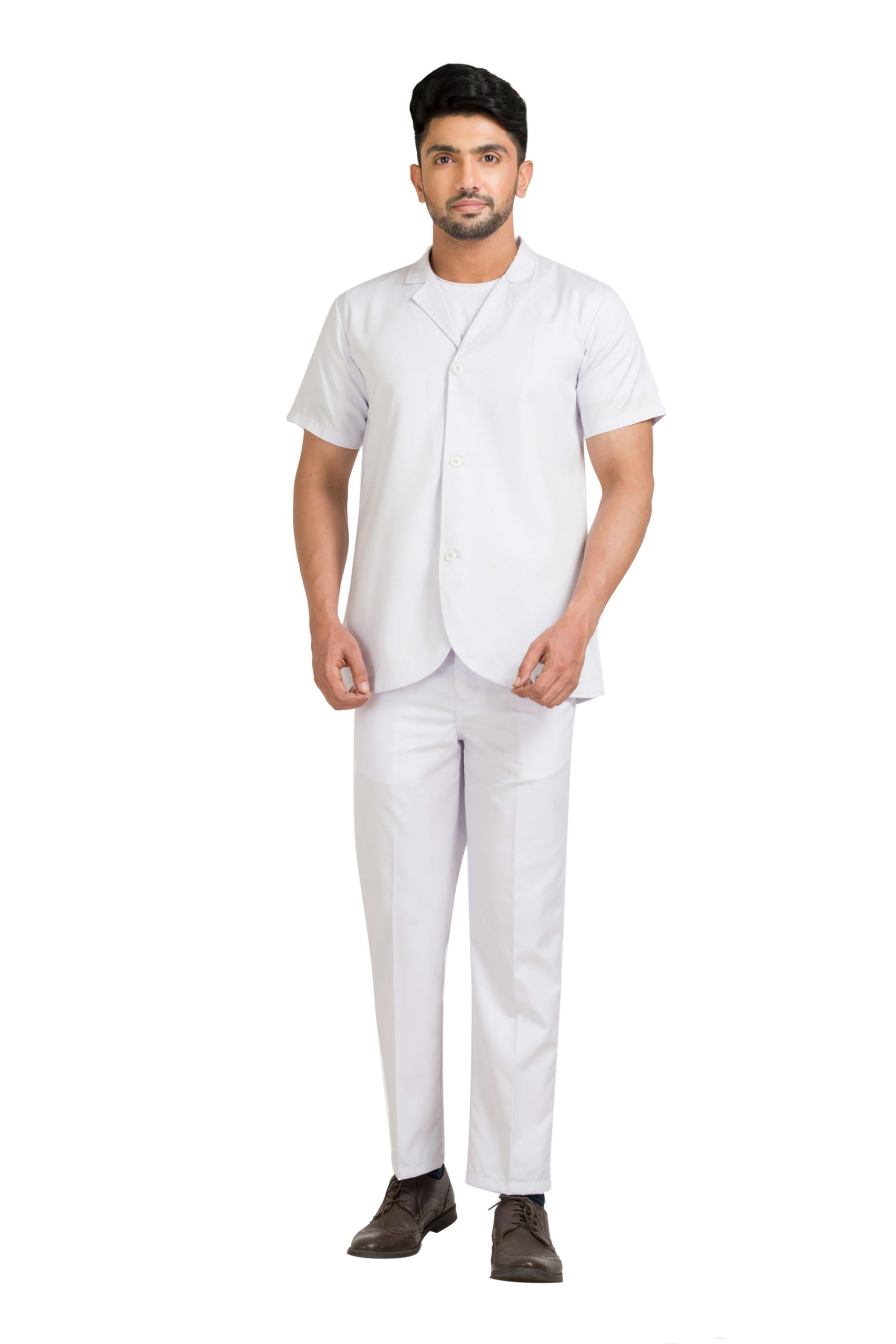 White Cotton Blend Comfort Fit Lab Coat