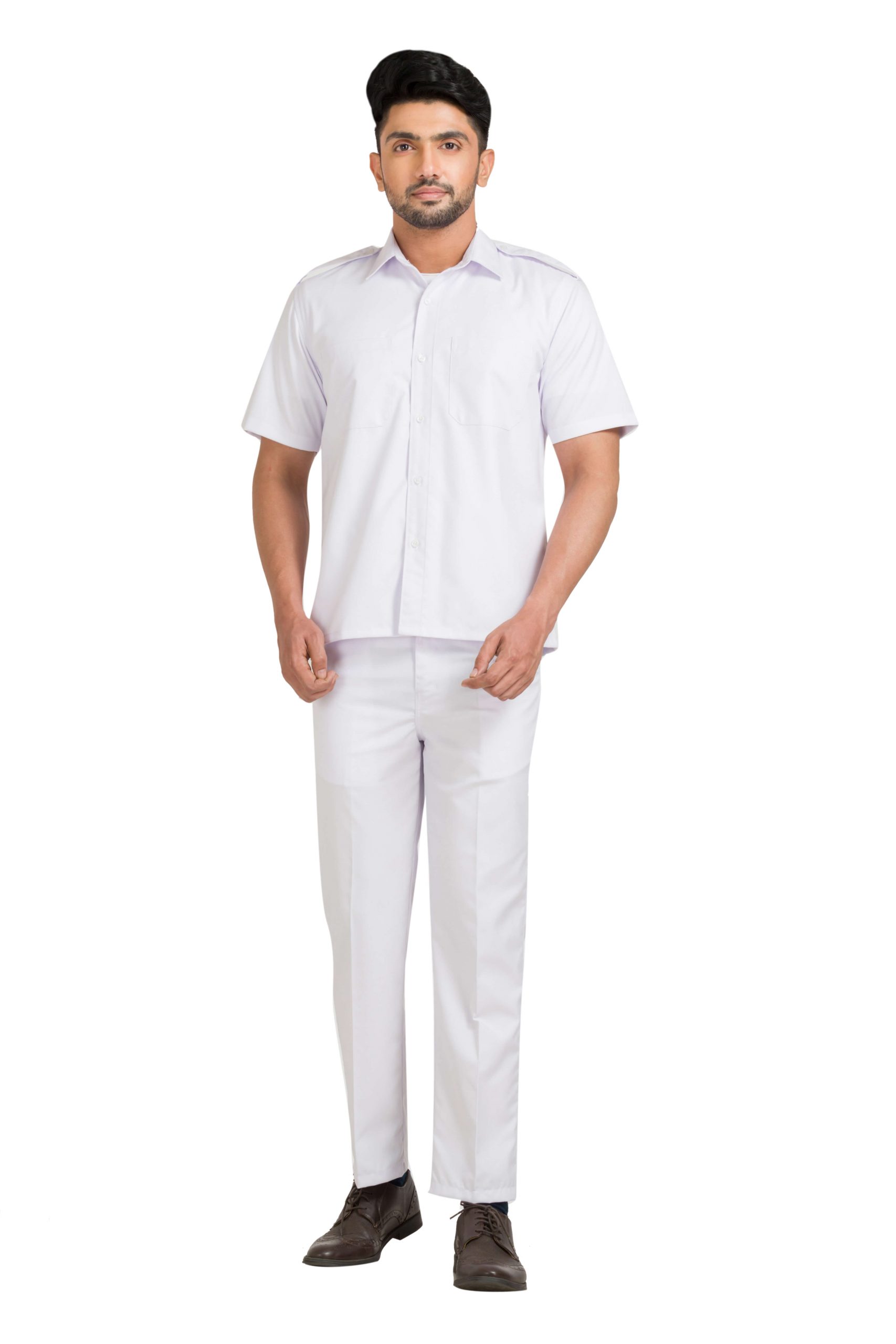 White Cotton Blend Comfort Fit Safari Uniform