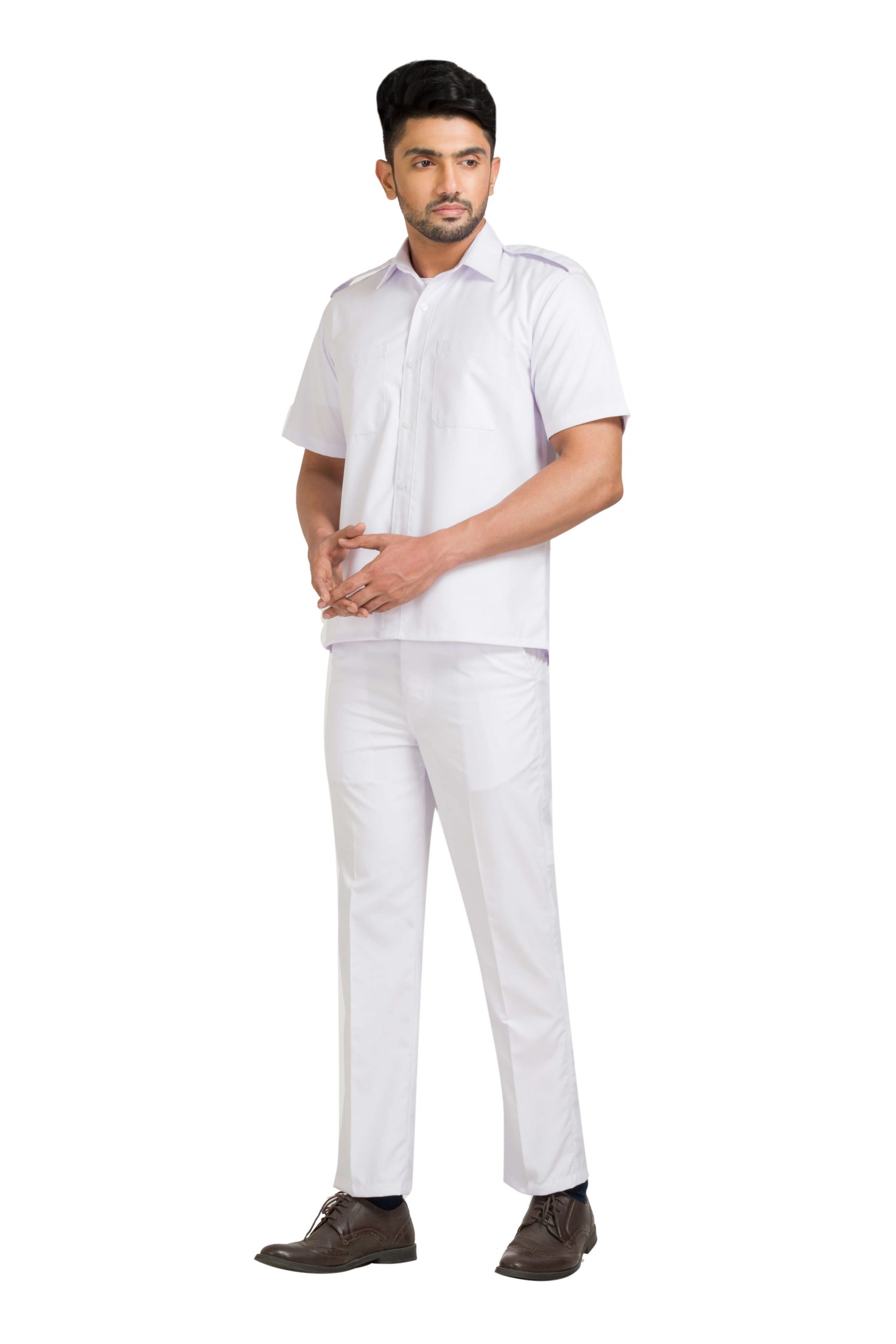 White Cotton Blend Comfort Fit Safari Uniform