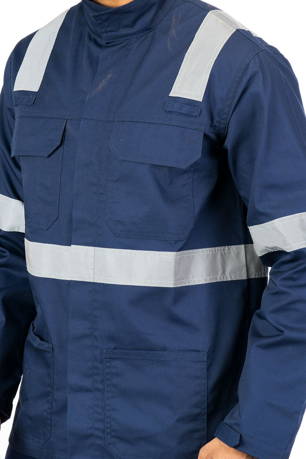 Industrial work jacket designed to provide optimum comfort and mobility during the strenuous hours at work.