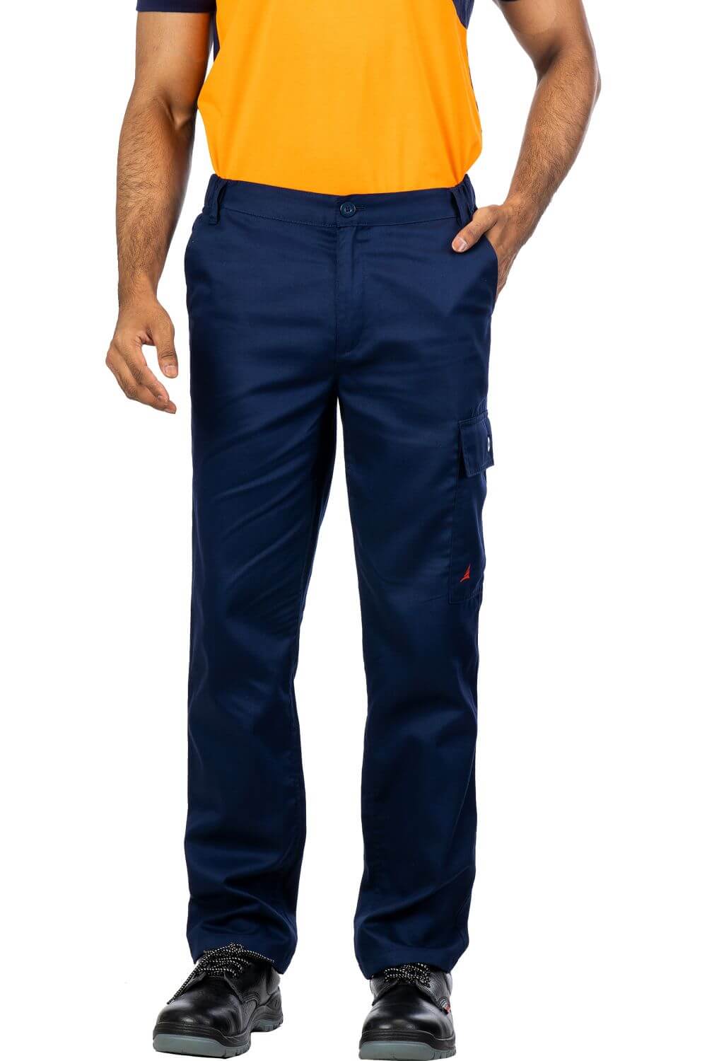 Navy Blue Cotton Blend Work Trouser