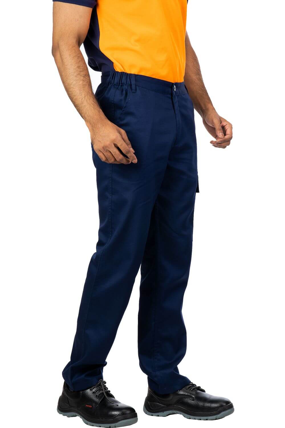 Navy Blue Cotton Blend Work Trouser