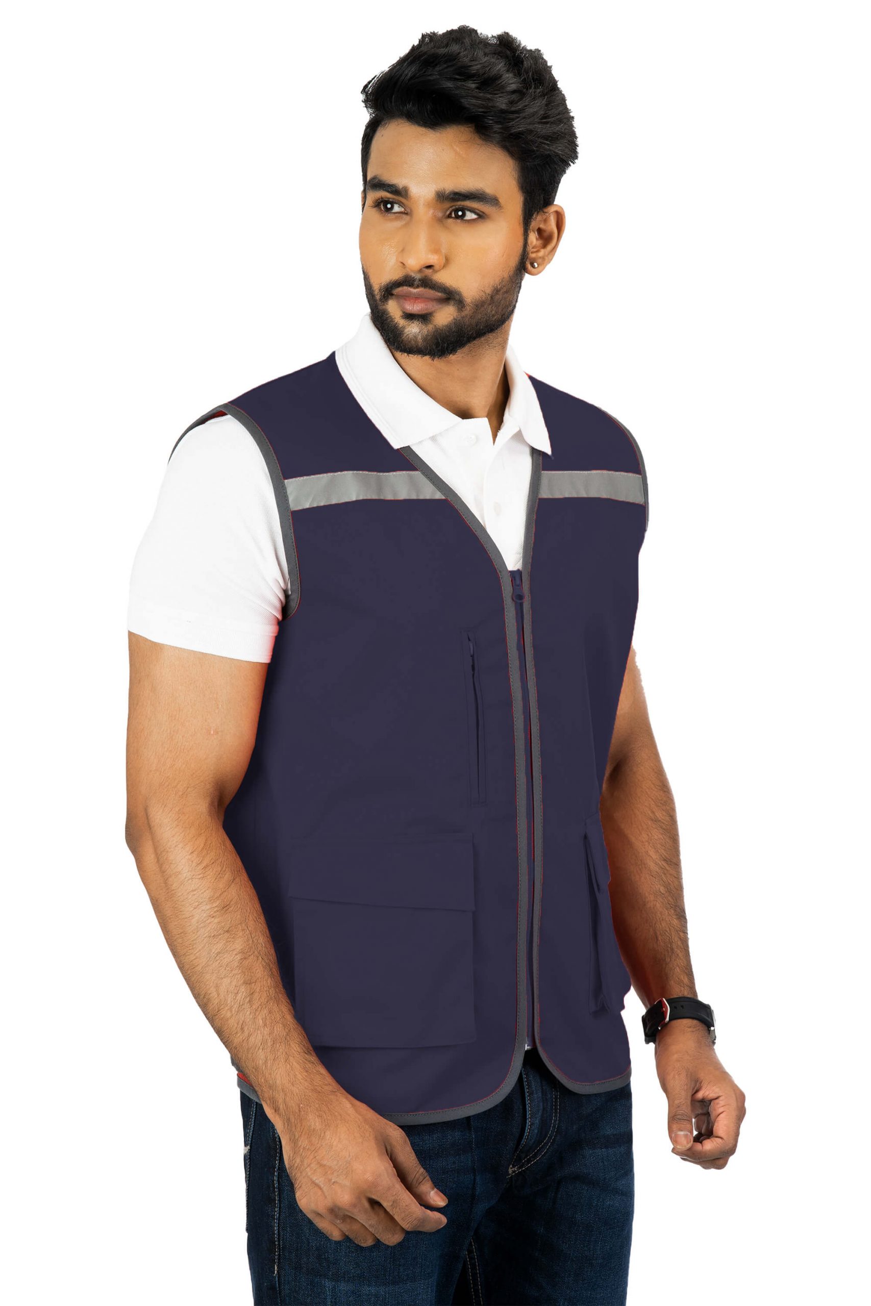 Ergonomically Designed Multi-utility Navy Adventure Vest With EN 20471 certified Silver Reflective tapes