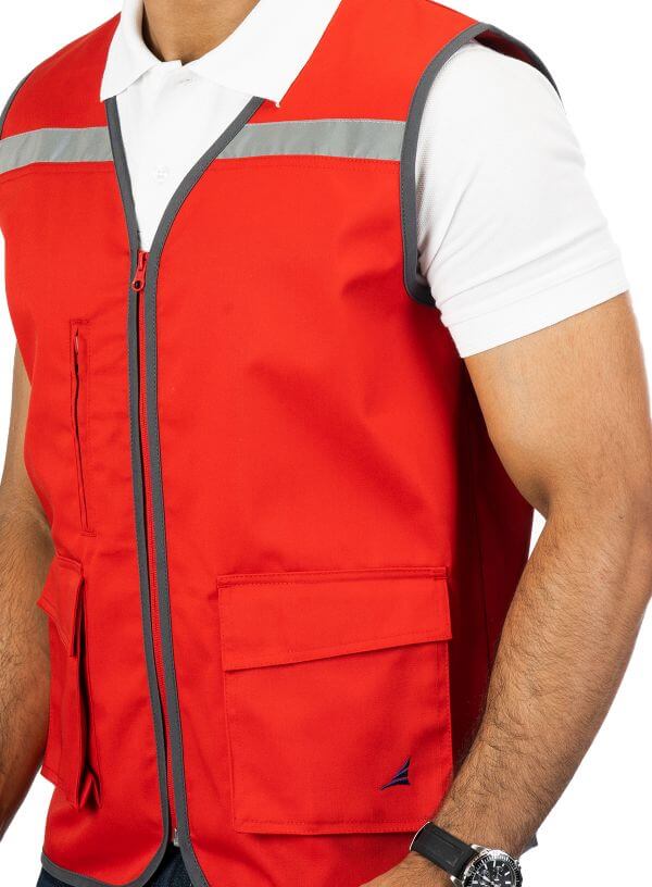 Ergonomically Designed Multi-utility Red Adventure Vest With EN 20471 certified Silver Reflective tapes