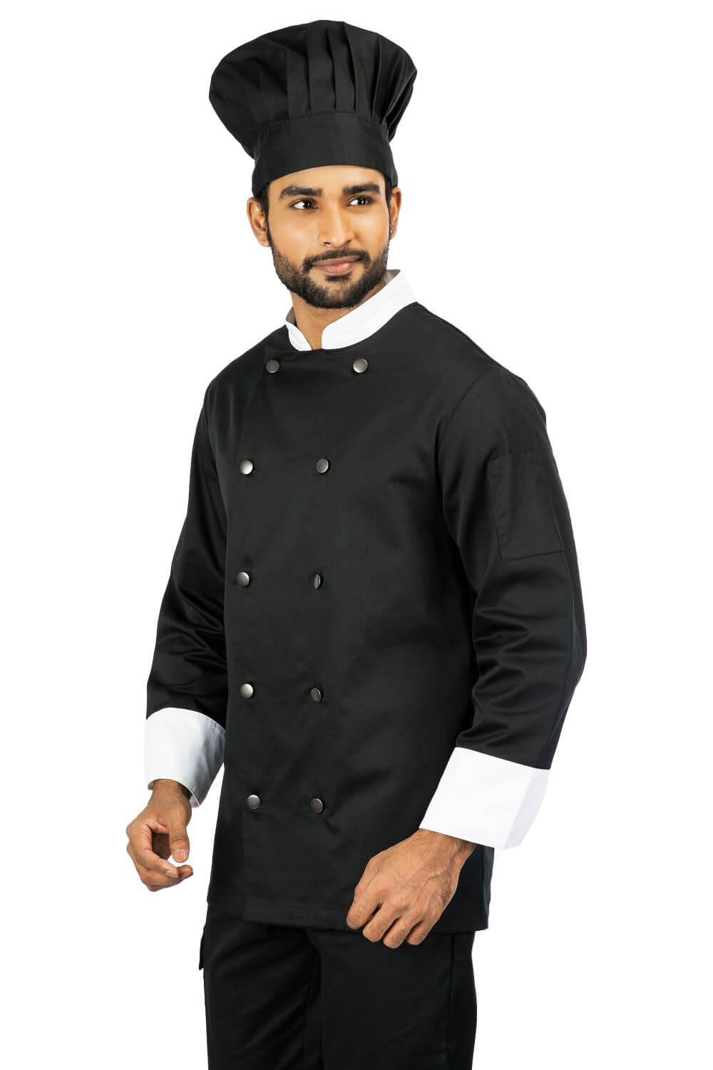 Black & White Cotton Blend Chef Coat