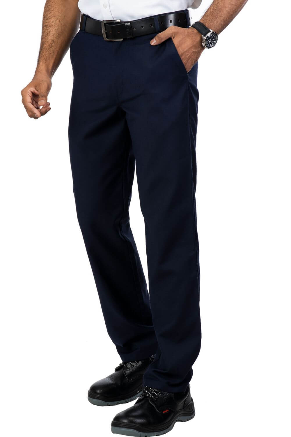 Sailor Blue Cotton Blend Formal Trouser For Men