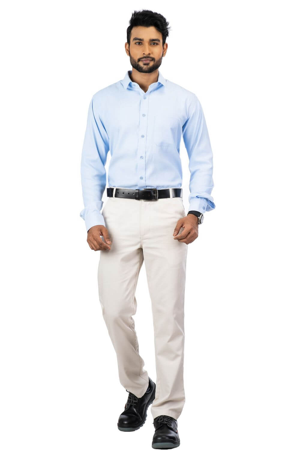 Cotton Blend Light Blue Full Sleeve Formal Shirt For Men
