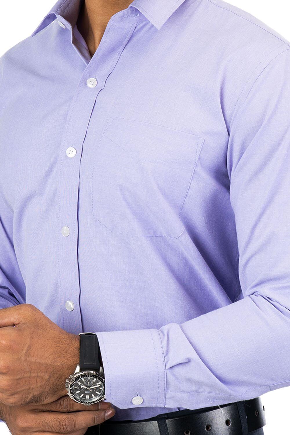 Purple Full Sleeve Cotton Blend Formal Shirt For Men