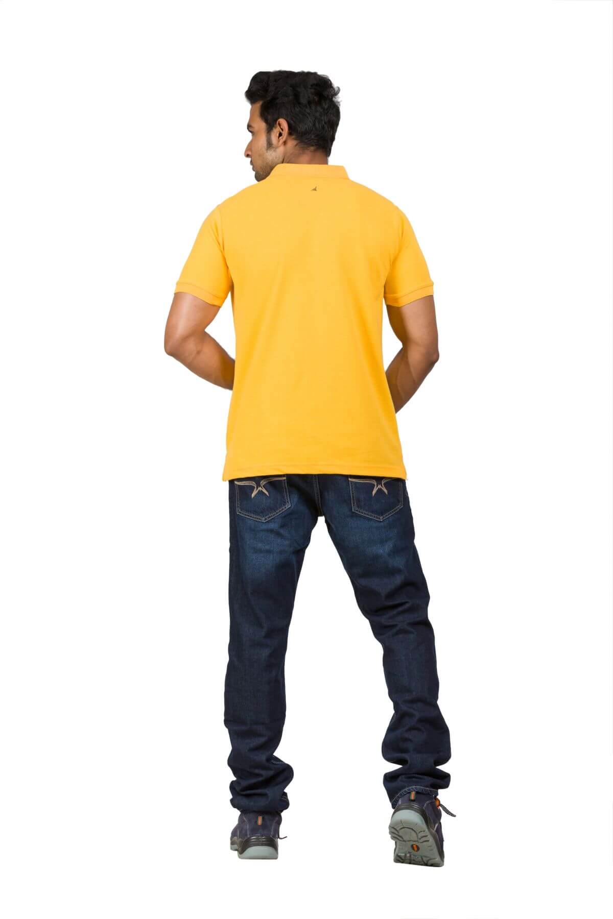 Yellow Cotton Blend Twill Polo T-shirt For Men