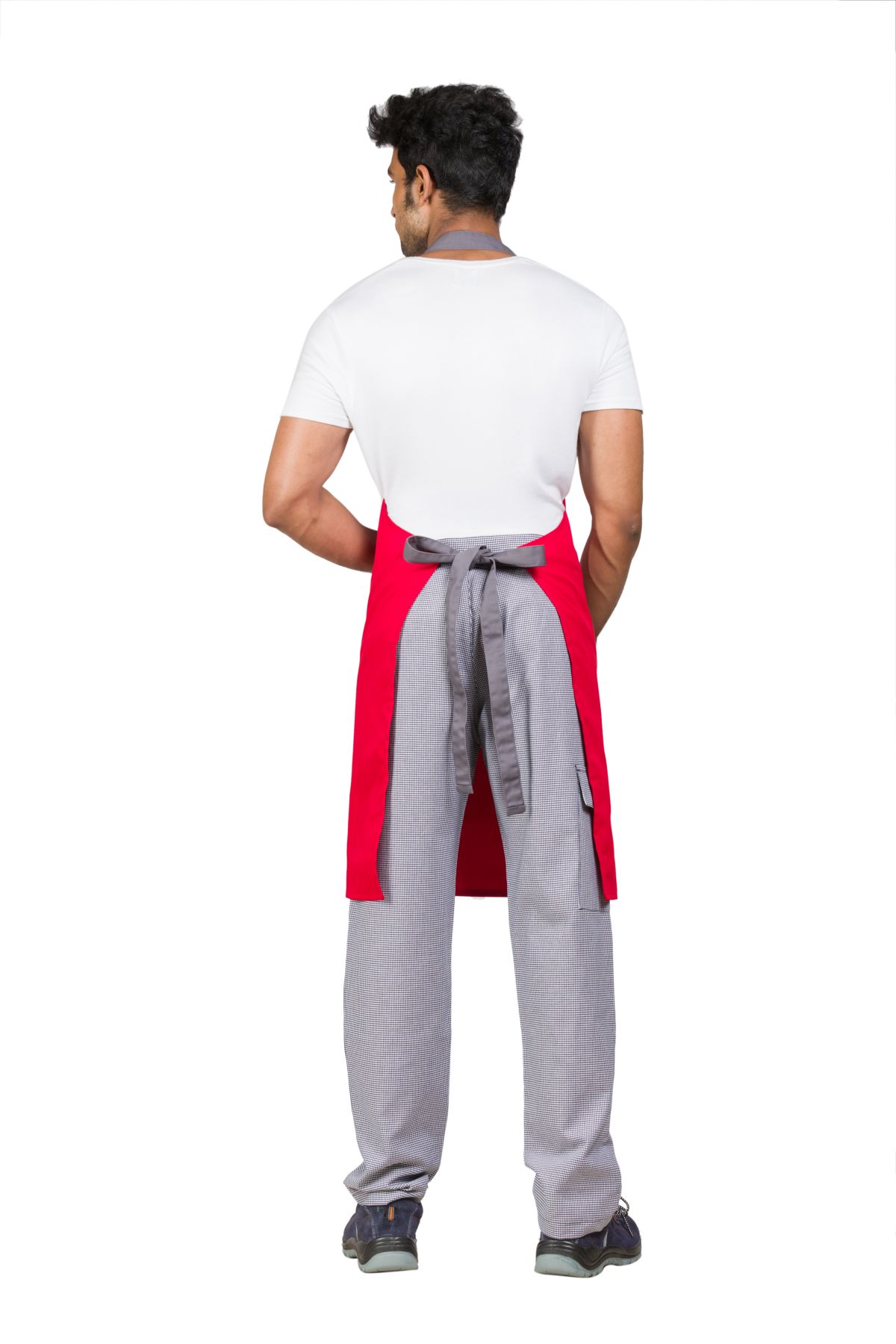 Cotton Blend Easy Fit Adjustable Ergonomic Front Pocket Red-Grey Full Apron