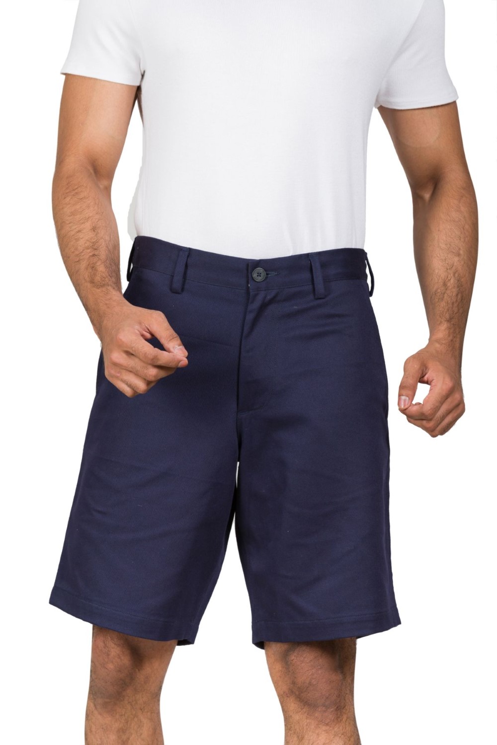 Comfort Fit Cotton Blend Navy Shorts