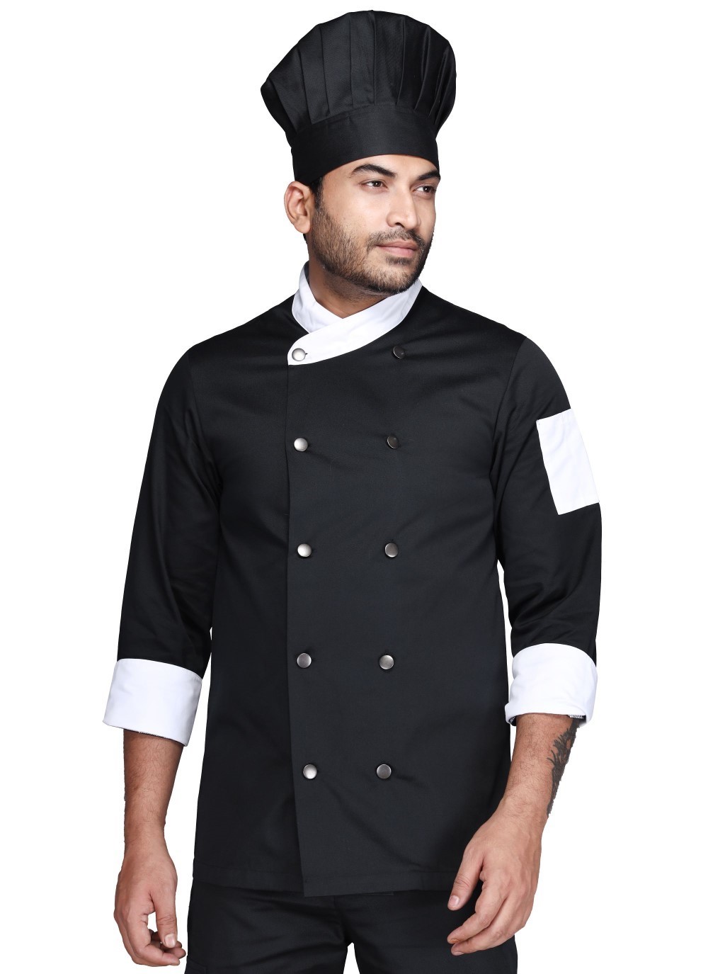 Black Chef Cap made of high-quality, soft and comfortable cotton blend fabric and makes you feel more lightweight and comfortable.
