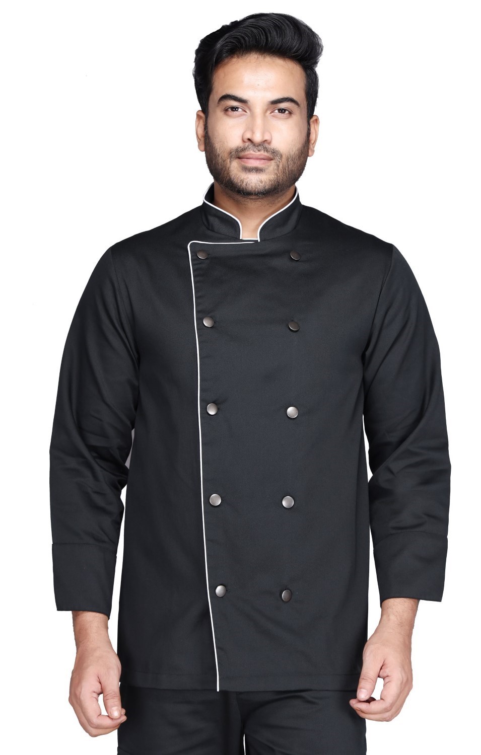 Comfortable and professional chef coat. Cool and sweat absorbent cotton blend fabric.