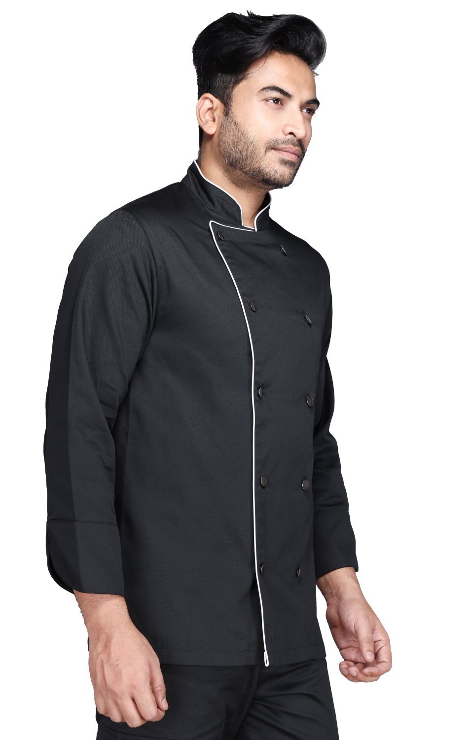 Comfortable and professional chef coat. Cool and sweat absorbent cotton blend fabric.