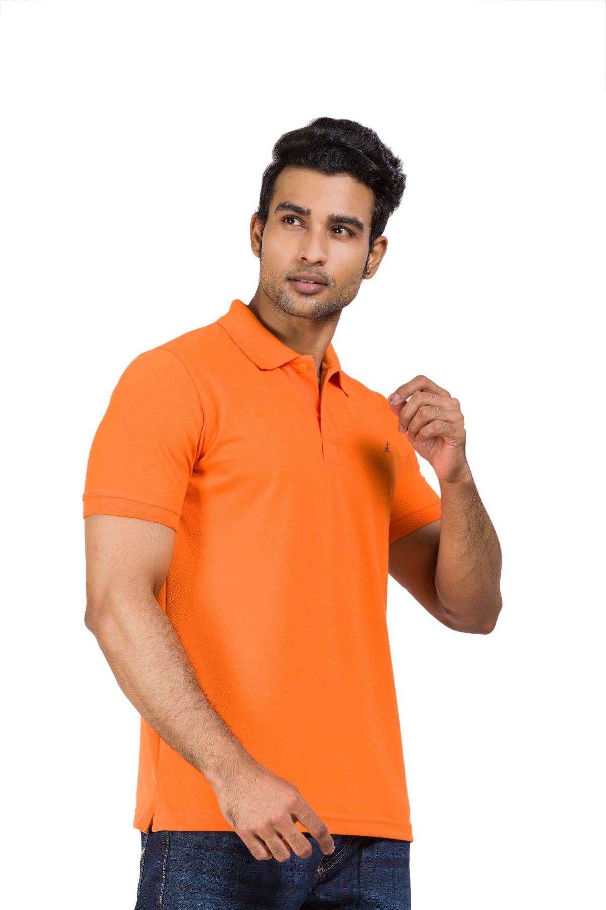 Regular Fit Half Sleeve Orange Polo is made of comfortable, cotton blend pique fabric. Suitable for office or for any casual day