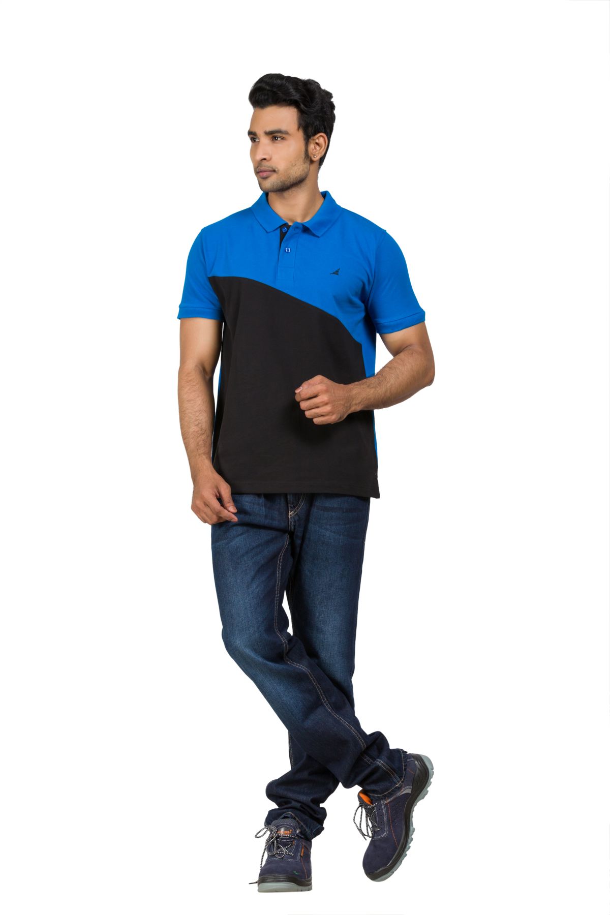 Cotton Blend Polo T-shirt Blue-black for men
