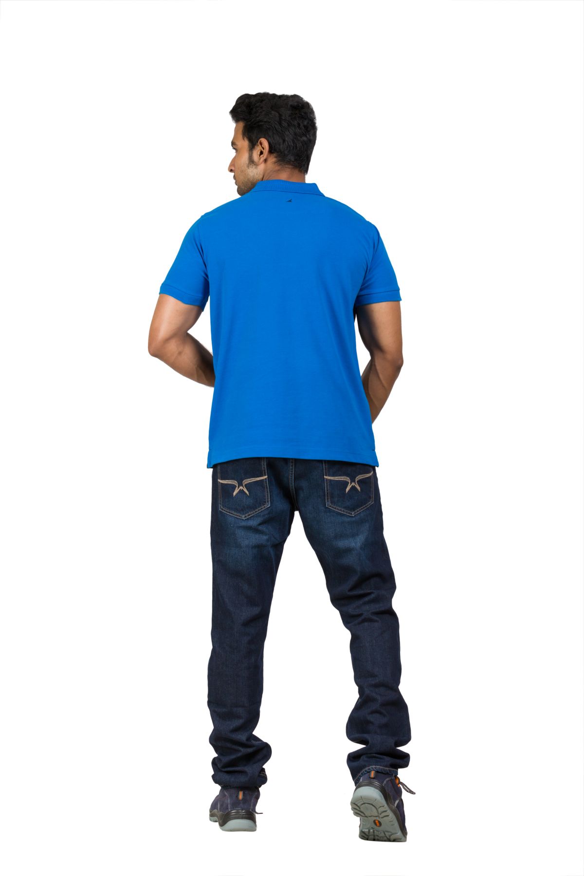 Cotton Blend Polo T-shirt Blue-black for men