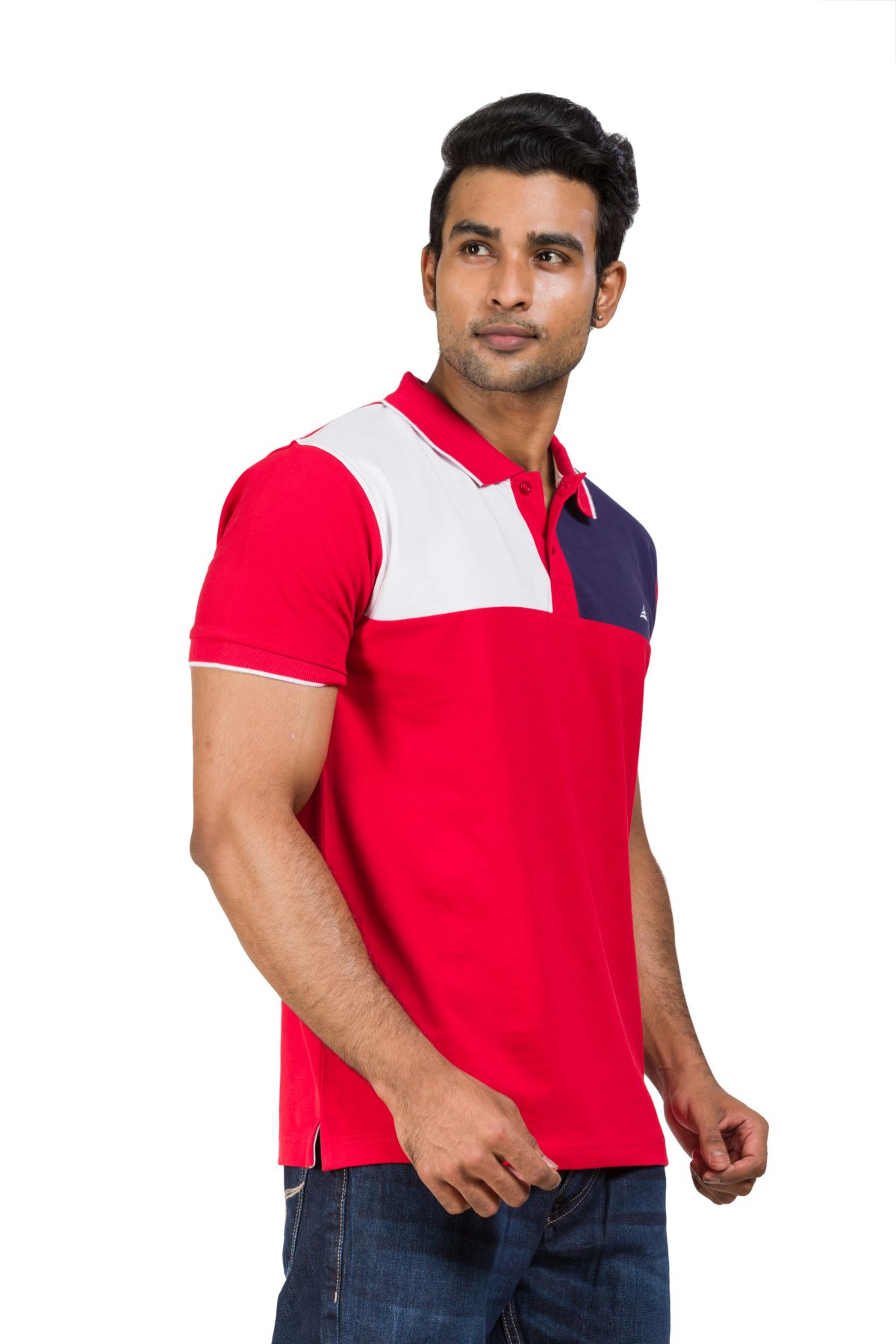 Cotton Blend Polo T-shirt Red-Navy for men